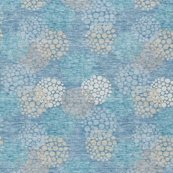 Sky Blue Gray And Ivory Polka Dot Washable Indoor Outdoor Area Rug Photo 7