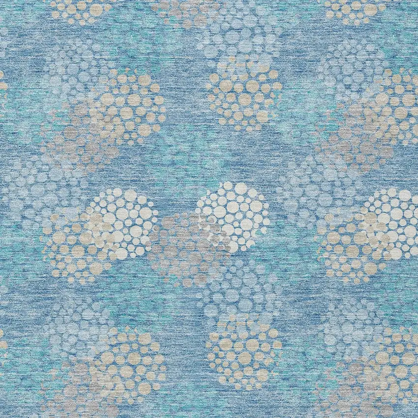 Sky Blue Gray And Ivory Polka Dot Washable Indoor Outdoor Area Rug Photo 7
