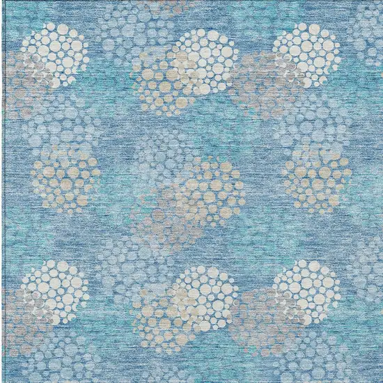 Sky Blue Gray And Ivory Polka Dot Washable Indoor Outdoor Area Rug Photo 5