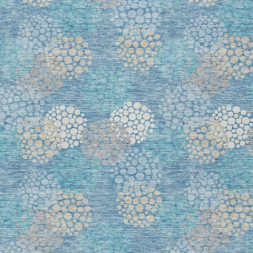 Sky Blue Gray And Ivory Polka Dot Washable Indoor Outdoor Area Rug Photo 7