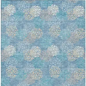 Photo of Sky Blue Gray And Ivory Polka Dot Washable Indoor Outdoor Area Rug