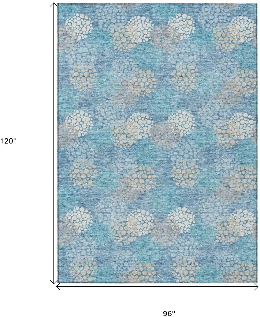 Sky Blue Gray And Ivory Polka Dot Washable Indoor Outdoor Area Rug Photo 3
