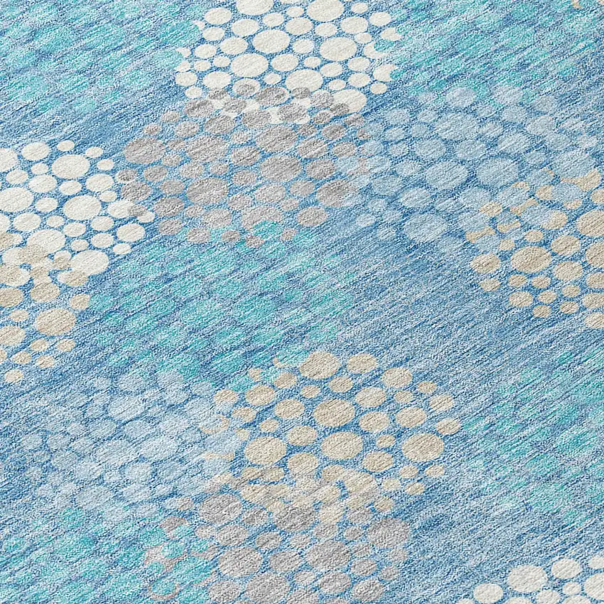 Sky Blue Gray And Ivory Polka Dot Washable Indoor Outdoor Area Rug Photo 6