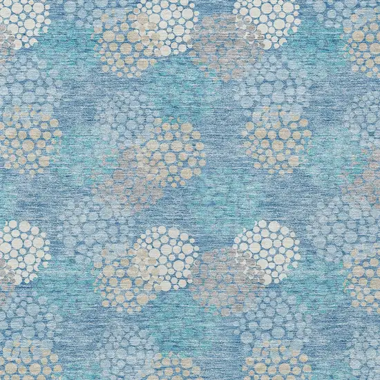 Sky Blue Gray And Ivory Polka Dot Washable Indoor Outdoor Area Rug Photo 7