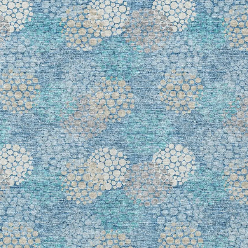 Sky Blue Gray And Ivory Polka Dot Washable Indoor Outdoor Area Rug Photo 7