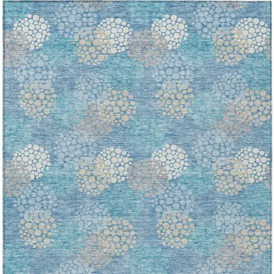 Sky Blue Gray And Ivory Polka Dot Washable Indoor Outdoor Area Rug Photo 8