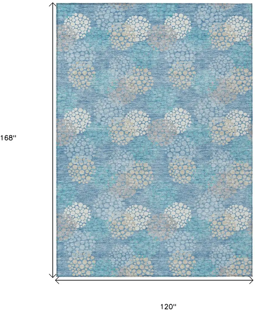 Sky Blue Gray And Ivory Polka Dot Washable Indoor Outdoor Area Rug Photo 3