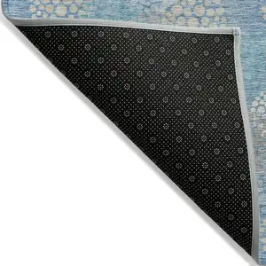 Photo of Sky Blue Gray And Ivory Polka Dot Washable Indoor Outdoor Area Rug