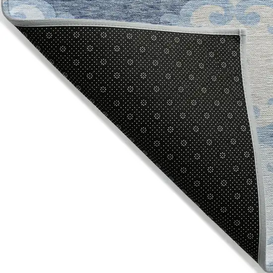 Sky Blue Gray And Ivory Trellis Washable Indoor Outdoor Area Rug Photo 4