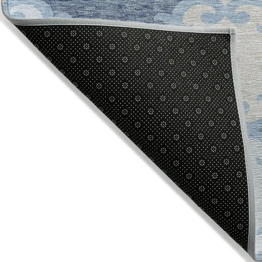 Sky Blue Gray And Ivory Trellis Washable Indoor Outdoor Area Rug Photo 4
