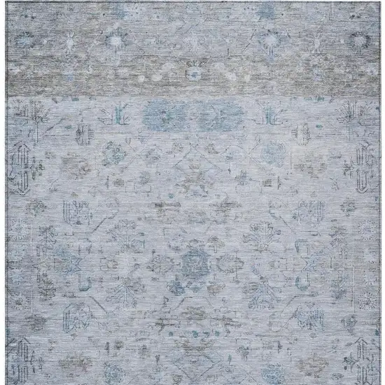 Sky Blue Gray And Ivory Tribal Washable Indoor Outdoor Area Rug Photo 6