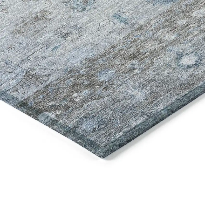 Sky Blue Gray And Ivory Tribal Washable Indoor Outdoor Area Rug Photo 6