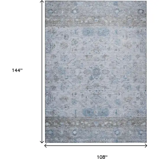 Sky Blue Gray And Ivory Tribal Washable Indoor Outdoor Area Rug Photo 3