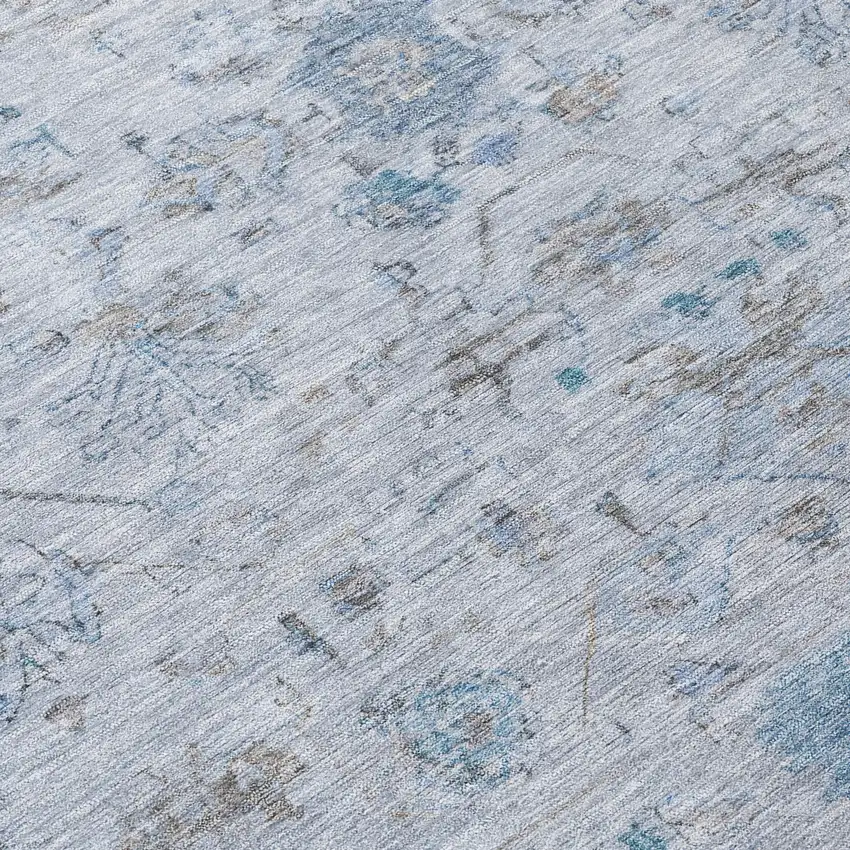 Sky Blue Gray And Ivory Tribal Washable Indoor Outdoor Area Rug Photo 7