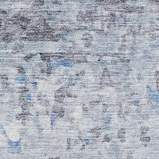 Sky Blue Gray And Silver Abstract Washable Area Rug With UV Protection Photo 3