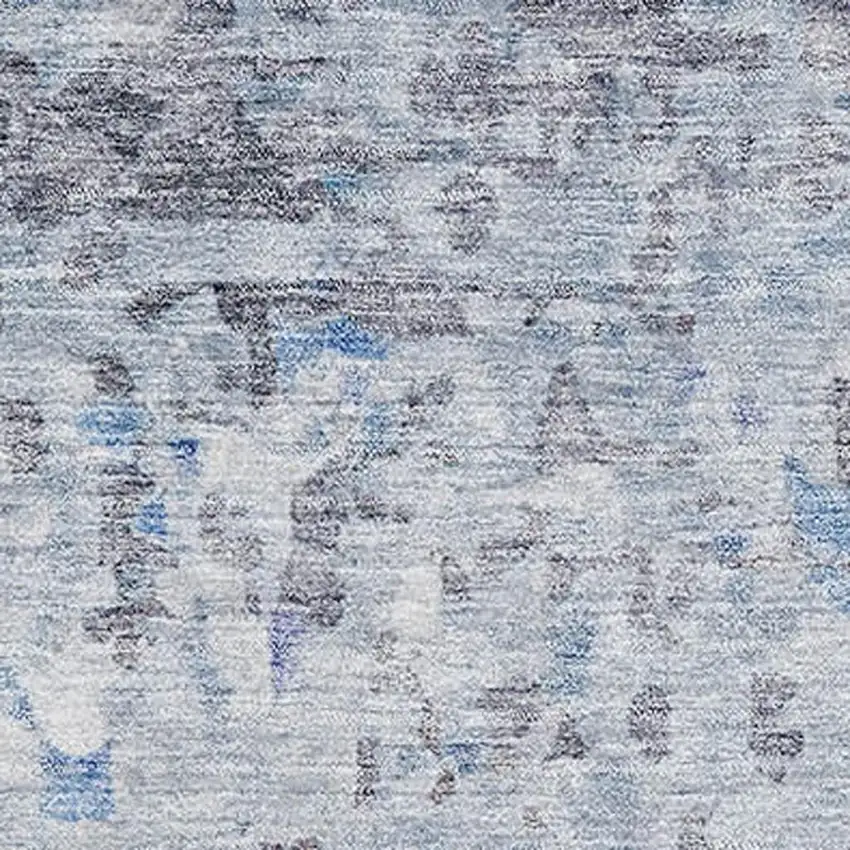 Sky Blue Gray And Silver Abstract Washable Area Rug With UV Protection Photo 3
