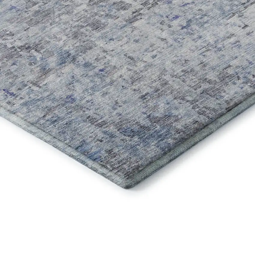 Sky Blue Gray And Silver Abstract Washable Area Rug With UV Protection Photo 6