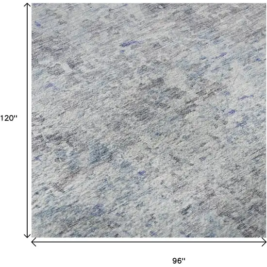 Sky Blue Gray And Silver Abstract Washable Area Rug With UV Protection Photo 9