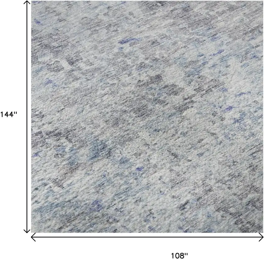 Sky Blue Gray And Silver Abstract Washable Area Rug With UV Protection Photo 9