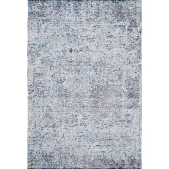 Sky Blue Gray And Silver Abstract Washable Area Rug With UV Protection Photo 6