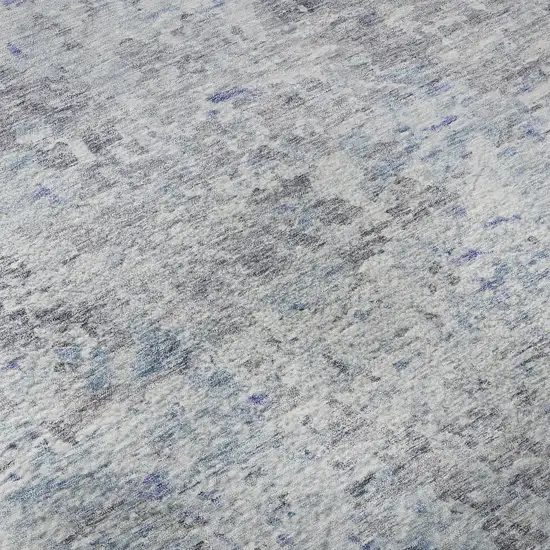 Sky Blue Gray And Silver Abstract Washable Area Rug With UV Protection Photo 1
