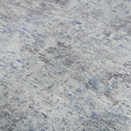 Sky Blue Gray And Silver Abstract Washable Area Rug With UV Protection Photo 3