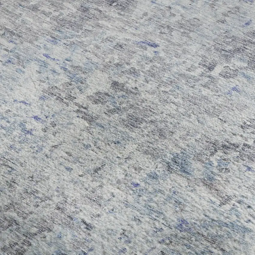 Sky Blue Gray And Silver Abstract Washable Area Rug With UV Protection Photo 3