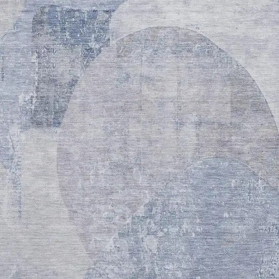 Sky Blue Gray And Silver Abstract Washable Area Rug With UV Protection Photo 2
