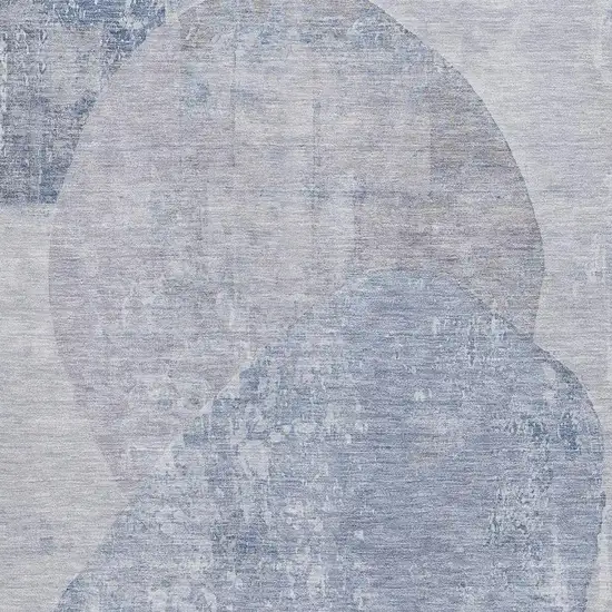 Sky Blue Gray And Silver Abstract Washable Area Rug With UV Protection Photo 2