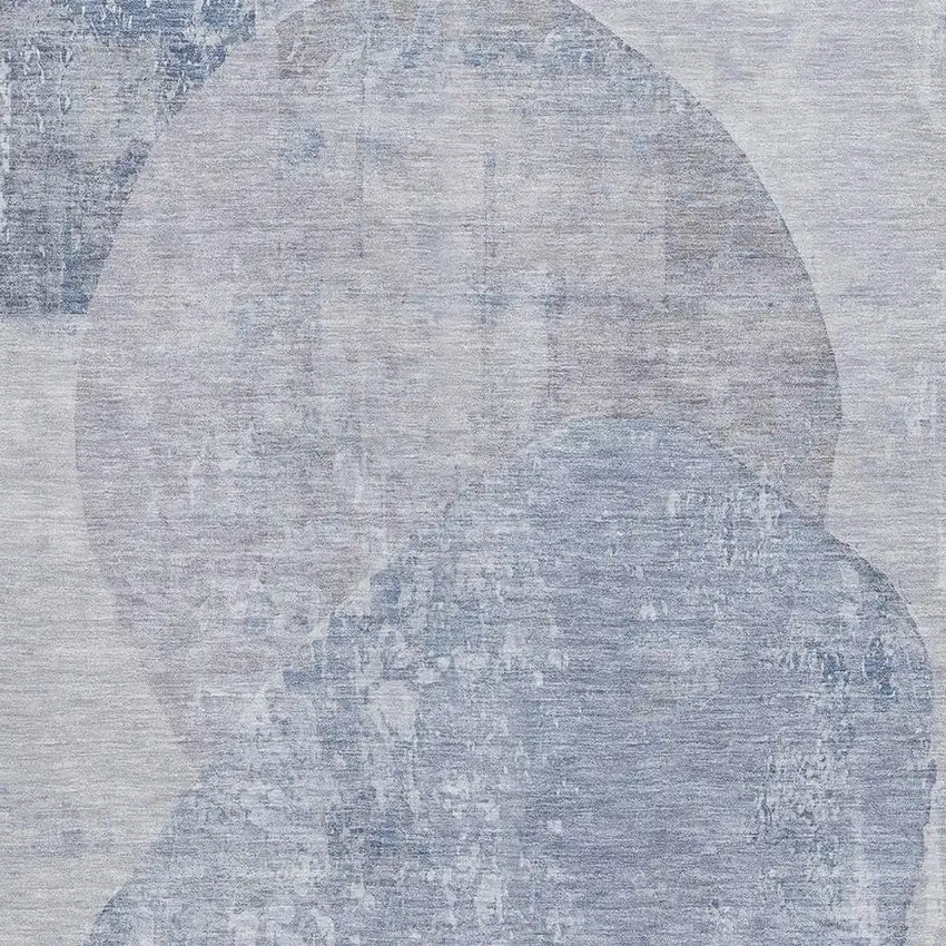 Sky Blue Gray And Silver Abstract Washable Area Rug With UV Protection Photo 2