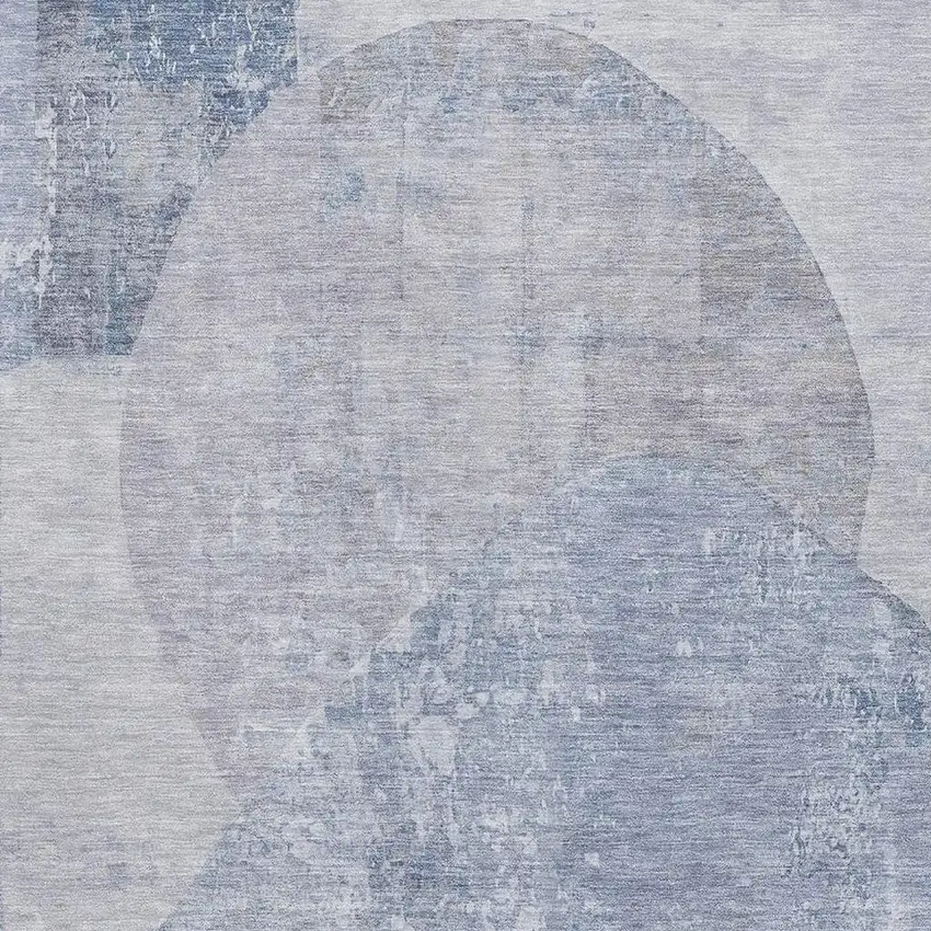 Sky Blue Gray And Silver Abstract Washable Area Rug With UV Protection Photo 2