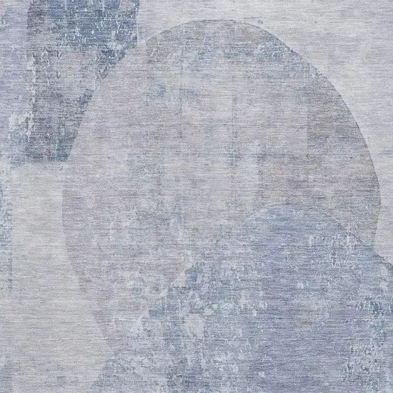 Sky Blue Gray And Silver Abstract Washable Area Rug With UV Protection Photo 2