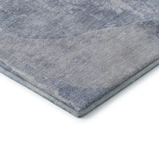 Sky Blue Gray And Silver Abstract Washable Area Rug With UV Protection Photo 6