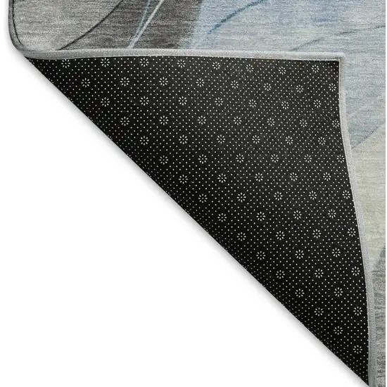 Sky Blue Gray And Silver Abstract Washable Area Rug With UV Protection Photo 6