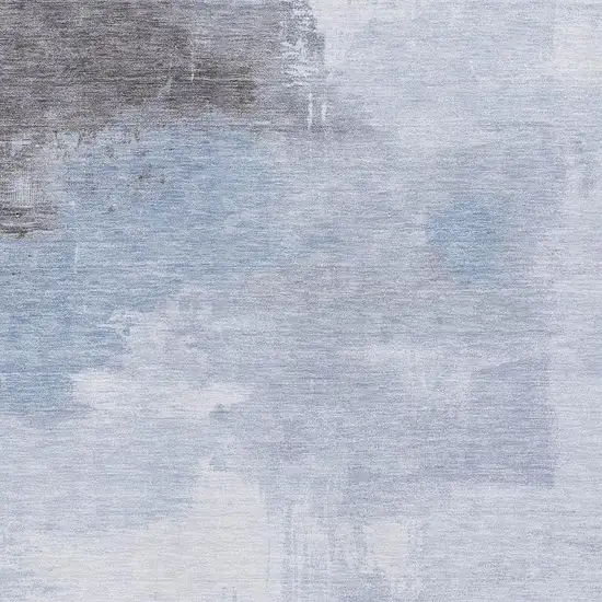 Sky Blue Gray And Silver Abstract Washable Area Rug With UV Protection Photo 2