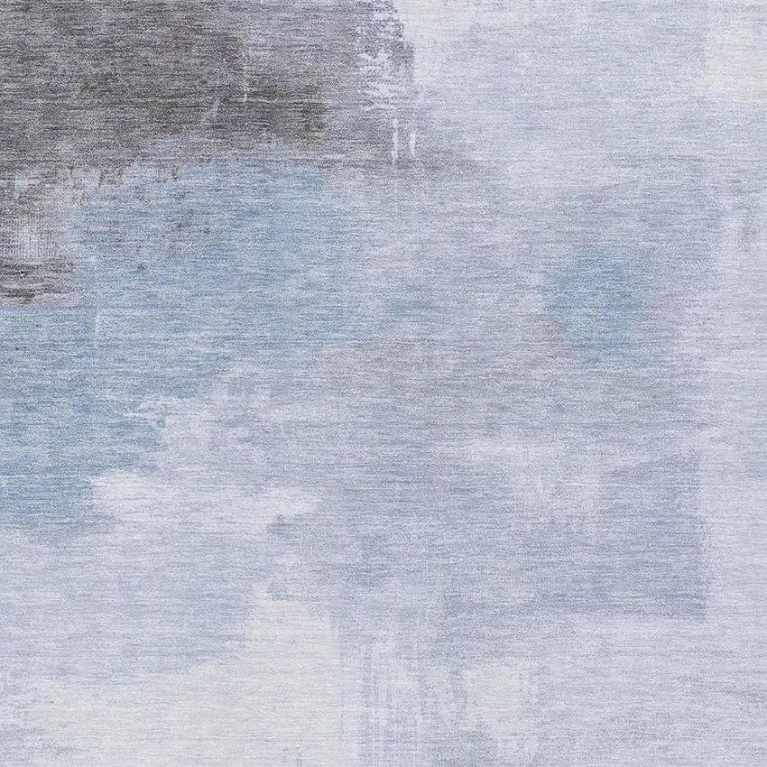 Sky Blue Gray And Silver Abstract Washable Area Rug With UV Protection Photo 2