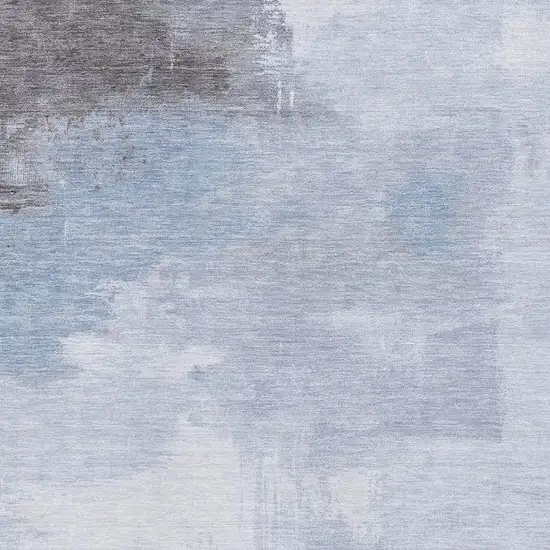 Sky Blue Gray And Silver Abstract Washable Area Rug With UV Protection Photo 2