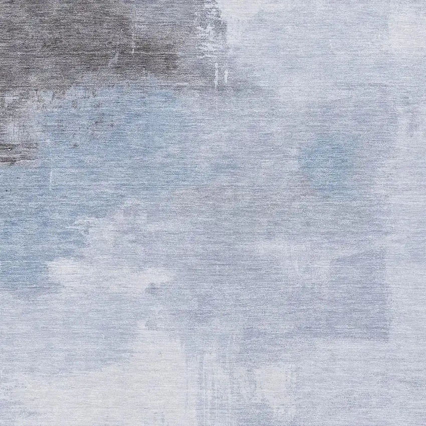 Sky Blue Gray And Silver Abstract Washable Area Rug With UV Protection Photo 2