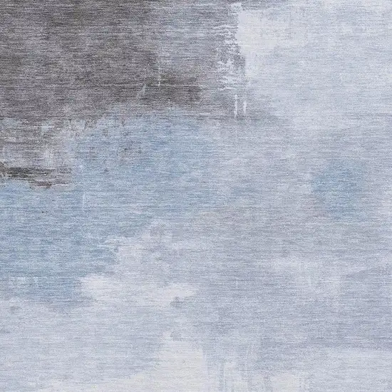 Sky Blue Gray And Silver Abstract Washable Area Rug With UV Protection Photo 2