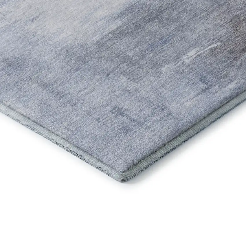 Sky Blue Gray And Silver Abstract Washable Area Rug With UV Protection Photo 7