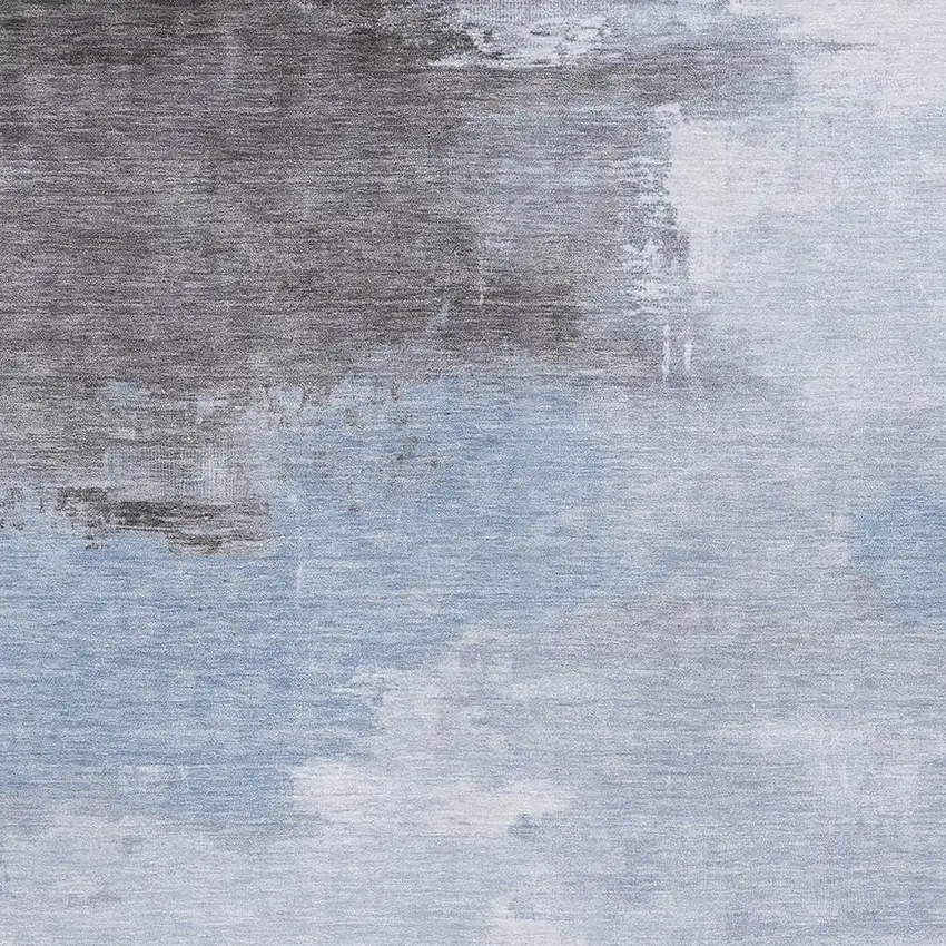 Sky Blue Gray And Silver Abstract Washable Area Rug With UV Protection Photo 2