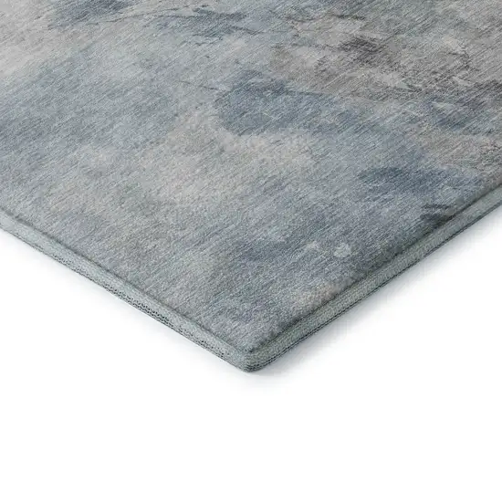 Sky Blue Gray And Silver Abstract Washable Area Rug With UV Protection Photo 7
