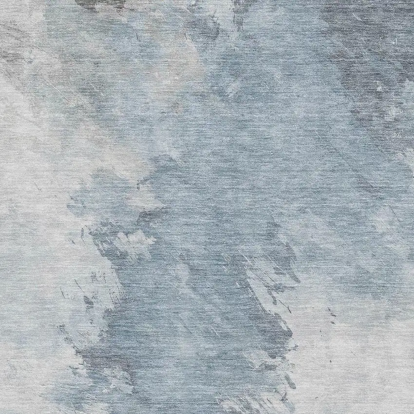 Sky Blue Gray And Silver Abstract Washable Area Rug With UV Protection Photo 2
