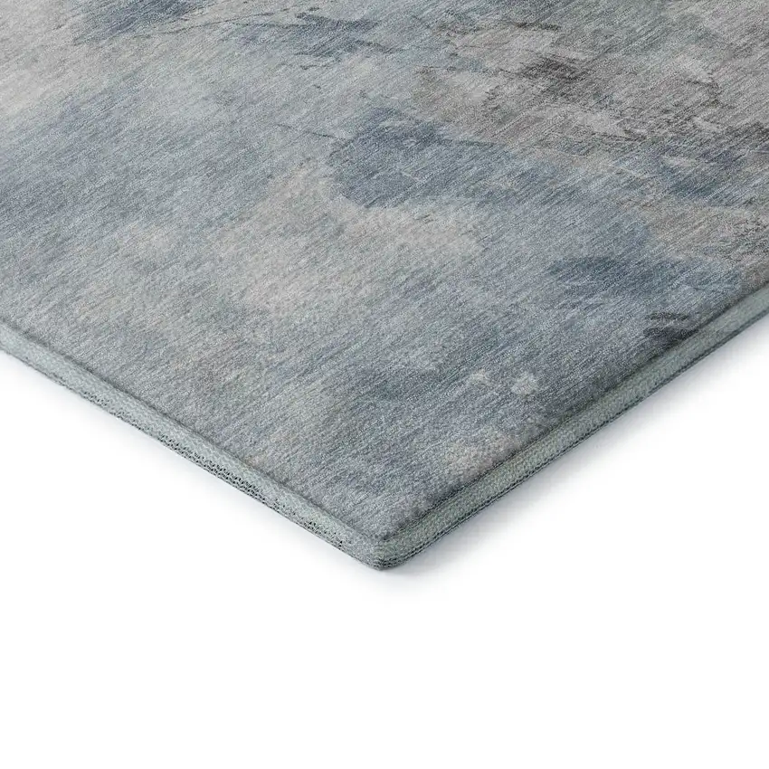 Sky Blue Gray And Silver Abstract Washable Area Rug With UV Protection Photo 7