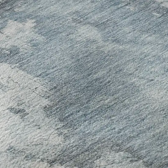 Sky Blue Gray And Silver Abstract Washable Area Rug With UV Protection Photo 9