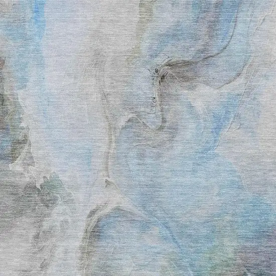 Sky Blue Gray And Silver Abstract Washable Area Rug With UV Protection Photo 2