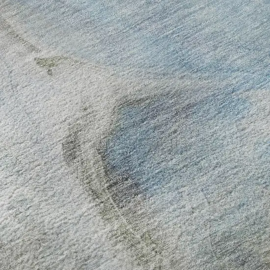 Sky Blue Gray And Silver Abstract Washable Area Rug With UV Protection Photo 9