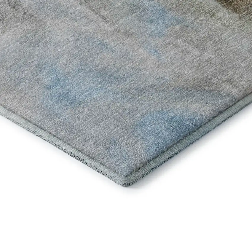 Sky Blue Gray And Silver Abstract Washable Area Rug With UV Protection Photo 7