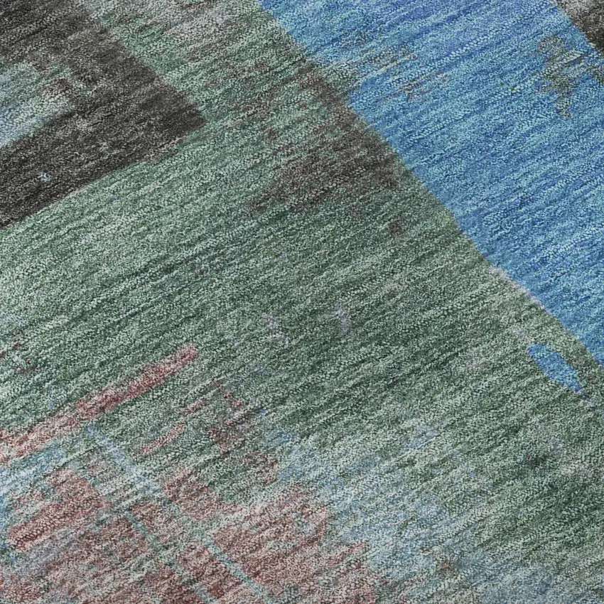 Sky Blue Gray And Silver Abstract Washable Area Rug With UV Protection Photo 7