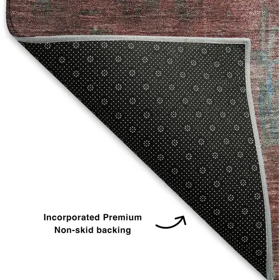 Sky Blue Gray And Silver Abstract Washable Area Rug With UV Protection Photo 4